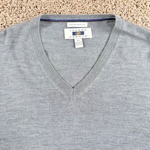 Joseph Abboud extra fine Merino Wool Sweater XL pullover mens preppy V neck gray